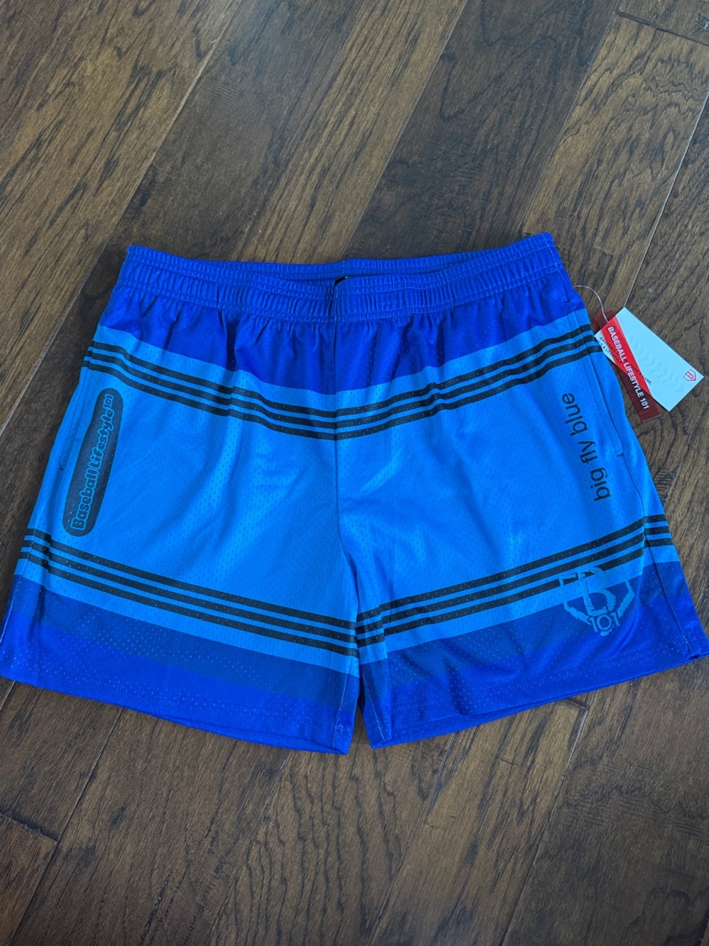 Baseball Lifestyle 101 Crayon Big Fly Blue Men’s Athletic Shorts sz L NWT